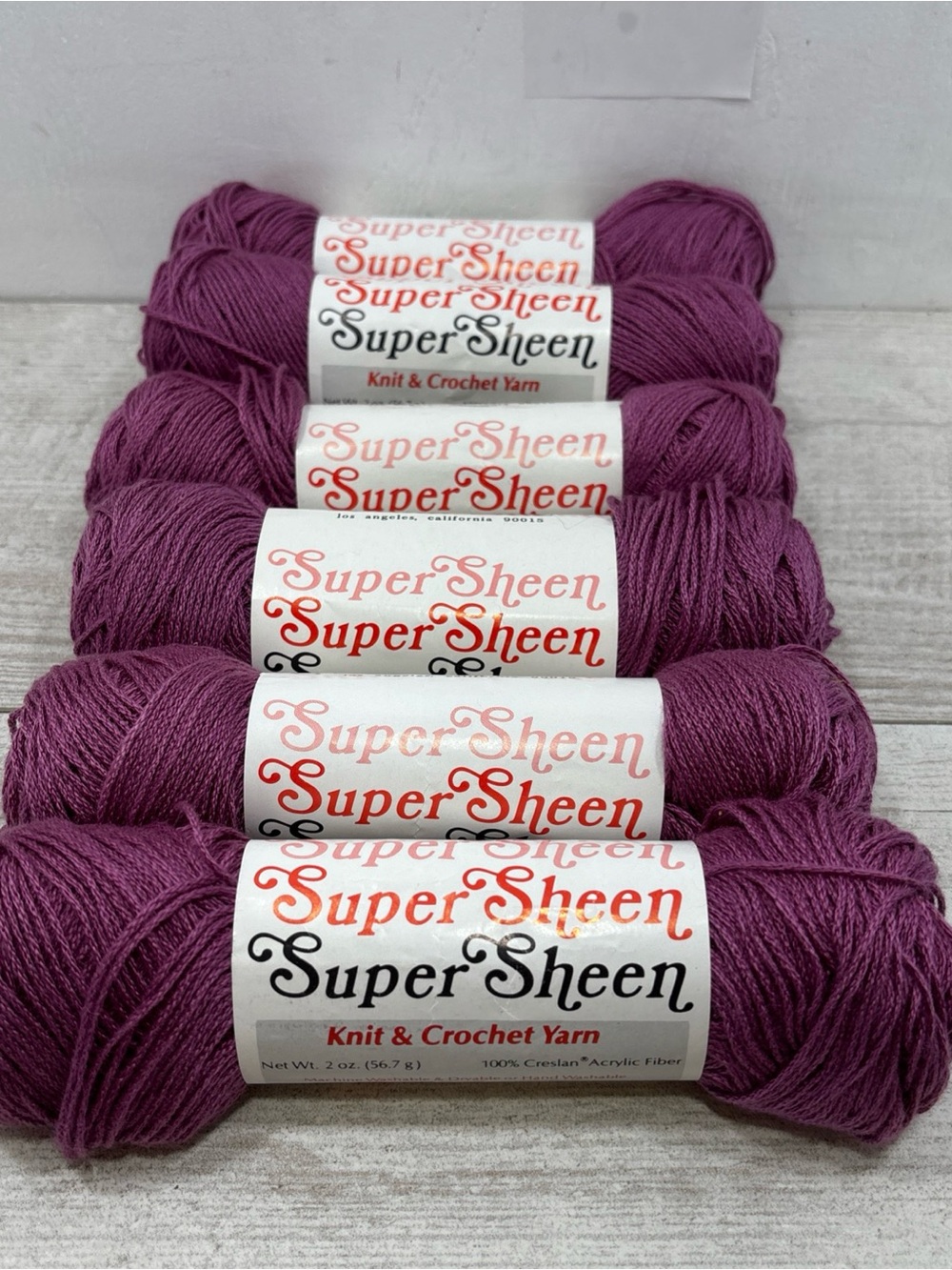 Vintage Lot of 6 Purple Super Sheen 100% Creslan Acrylic Knit & Crochet Yarn